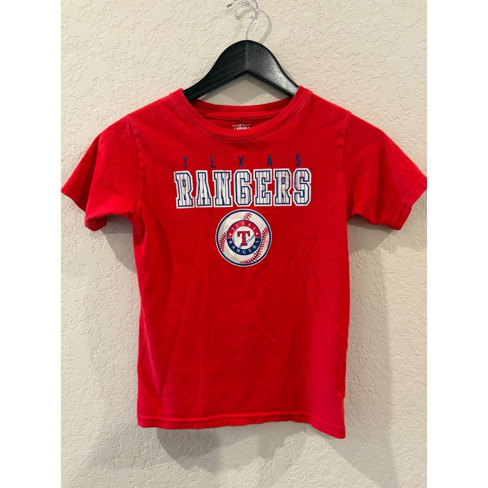 Texas Rangers MLB Youth Red T-Shirt Team Athletics Size S 6/7 Baseball Graphic